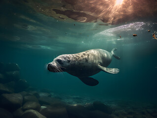 Wall Mural - seal in the water