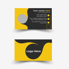 Vector creative natural clean yellow with awesome shape business card Template