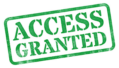 Wall Mural - access granted green rubber stamp isolated on transparent background with distressed texture effect