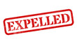 Expelled red rubber stamp isolated on transparent background with distressed texture effect
