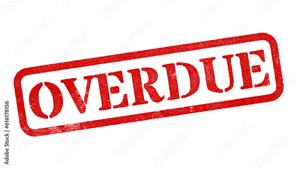 Overdue red rubber stamp isolated on transparent background with ...