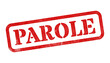 Parole red rubber stamp isolated on transparent background with distressed texture effect