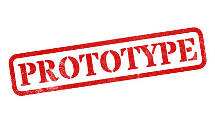 Canvas Print - Prototype red rubber stamp isolated on transparent background with distressed texture effect