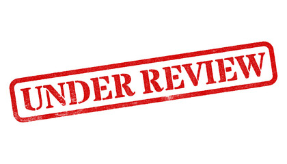 Wall Mural - under review red rubber stamp isolated on transparent background with distressed texture effect