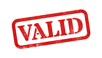 Canvas Print - valid red rubber stamp isolated on transparent background with distressed texture effect