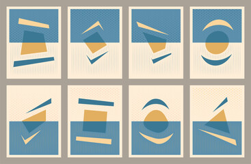 Poster - Wall abstract art vector set. Minimal and geometric decoation. minimalist illustrations for postcard or brochure cover design. Vector illustration.