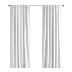 Photo Realistic White Blank Curtains Template. Front View. Interior Mockup. Ai Generative