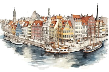 Poster - Denmark isolated on white background. Generated by AI.