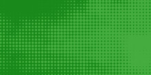 Green Dots Background. Pop Art Halftone Background In Comic Style With Gradation Of Dots Design, Graphic Illustration Background. Idea For Banner Image Or To Add Graphic Texture To Any Designs.