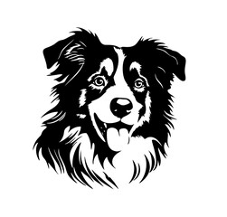 Wall Mural - vector isolated one single australian shepherd dog head black and white bw two colors silhouette. te