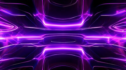 Wall Mural - captivating digital background featuring abstract lines in neon purple and gray, creating a visually striking and futuristic design that blends vibrant colors with a modern aesthetic. Generative Ai