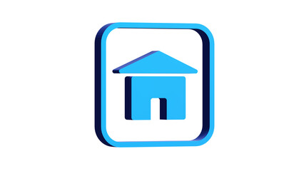 Poster - 3D BLUE ICON HOME WEB AND MOBILE ISOLATED ON WHITE. PNG TRANSPARENT BACKGROUND