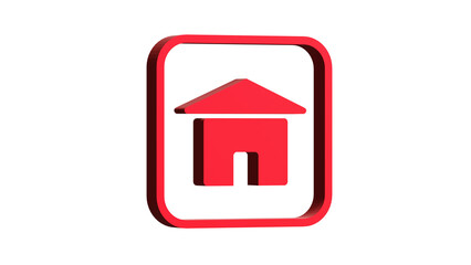 Poster - 3D RED ICON HOME WEB AND MOBILE ISOLATED ON WHITE. PNG TRANSPARENT BACKGROUND