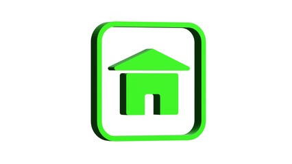 Poster - 3D GREEN ICON HOME WEB AND MOBILE ISOLATED ON WHITE. PNG TRANSPARENT BACKGROUND
