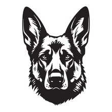 Vector Isolated Portrait Of A German Shepherd Dog On A White Background