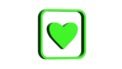 Poster - 3D ILLUSTRATION OF GREEN ICON HEART WEB AND MOBILE ISOLATED ON WHITE. PNG TRANSPARENT BACKGROUND