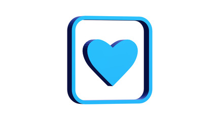 Poster - 3D ILLUSTRATION OF BLUE ICON HEART WEB AND MOBILE ISOLATED ON WHITE. PNG TRANSPARENT BACKGROUND