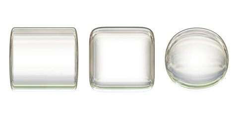 Fototapete - glass buttons or transparent glossy round shapes in 3d rendering