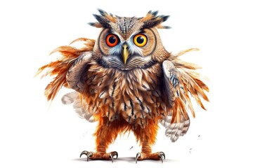 Poster - owl isolated on white background. Generated by AI.