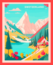Vintage Switzerland Landscape Poster Design