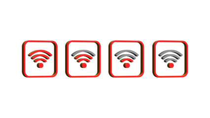 Poster - 3D RED ICON WIFI POWER WEB AND MOBILE ISOLATED ON WHITE. PNG TRANSPARENT BACKGROUND