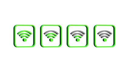 Poster - 3D GREEN ICON WIFI POWER WEB AND MOBILE ISOLATED ON WHITE. PNG TRANSPARENT BACKGROUND