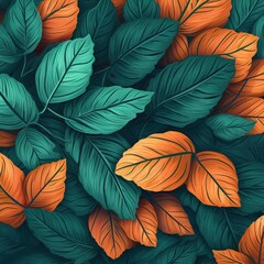 Poster - leaves background. Generated by AI.