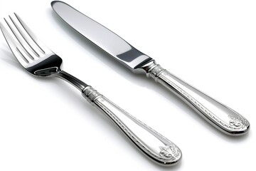 Aufkleber - knife and fork isolated on white background. Generated by AI.