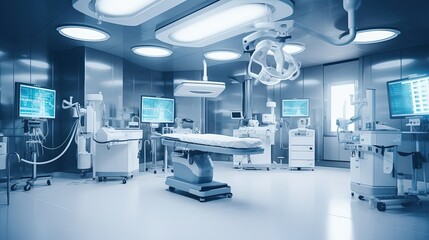 Modern operating room, scientific type background. Created with Generative Ai technology.