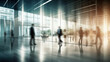 © Cocoye - Motion Blur of unrecognized people in office company, generative ai