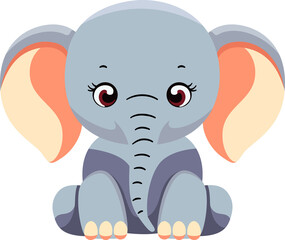 Sticker - Cute elephant cartoon minimal