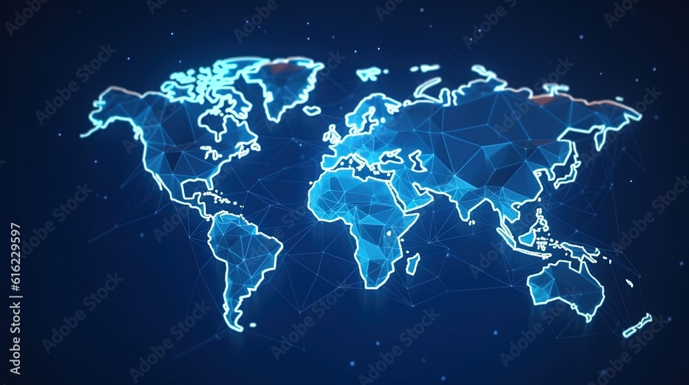 Futuristic background with planet Earth map data network, Generative AI ...