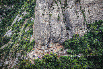 Sticker - Trail near monastery in Montserrat mountain range near Barcelona, Catalonia, Spain