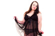 Woman plus size in lace lingerie set