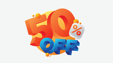 50% Off 3D Illustration, Summer Colors, 50 Off, Big Sale, Summer Sale, 50%, Off, 3D, Circles, Gradients, Orange And Blue, 3D Vector, Illustration, 50 Percent Discount, Discount 3d Vector Illustration