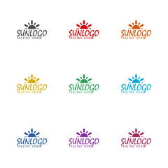 Sticker - Sun logo and icon design Template icon isolated on white background. Set icons colorful