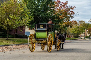 Canvas Print - horse carriage in the street