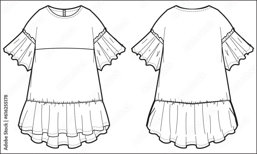 v neck a line dress with sleeves Betsy & Adam Women's Long Sleeve Organza Dress - Blue main image 0