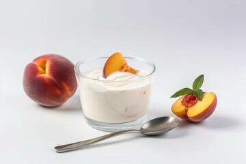 Yogurt fresh peach cream. Generate ai