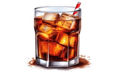 Poster - cocktail in glass isolated on white background. Generated by AI.