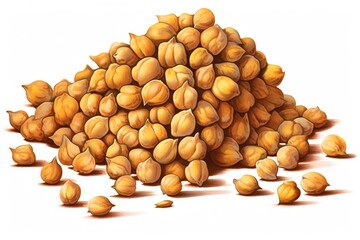 Poster - bunch of chickpeas isolated on white background. Generated by AI.