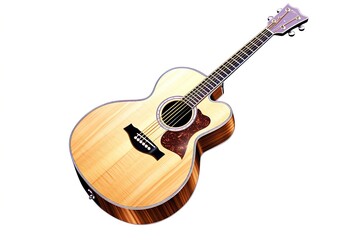 Poster - acoustic guitar isolated on white background. Generated by AI.