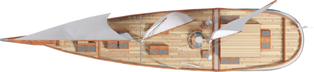 Wall Mural - Top view of sailing boat