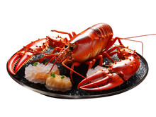 Lobster Dish On Transparent Background,PNG, Generated AI.
