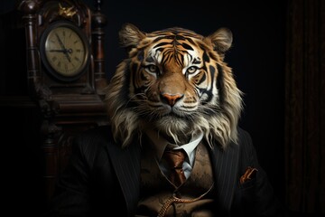 Portrait of a Tiger dressed in a formal business suit