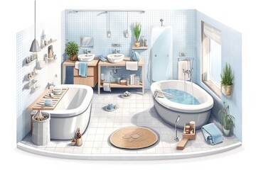 Poster - bathroom renovation isolated on white background. Generated by AI.