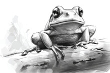Vector Illustration Of Frog Sketch.