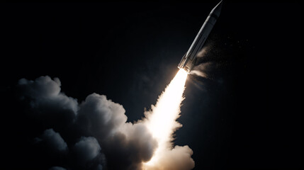 Wall Mural - rocket launching shoots up to sky generative ai