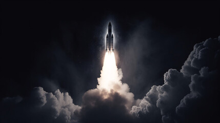 Wall Mural - rocket launching shoots up to sky generative ai