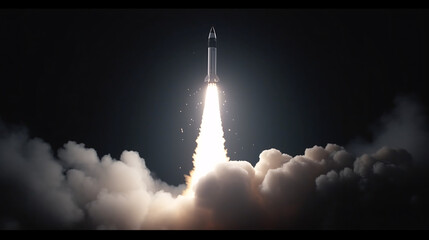 Wall Mural - rocket launching shoots up to sky generative ai
